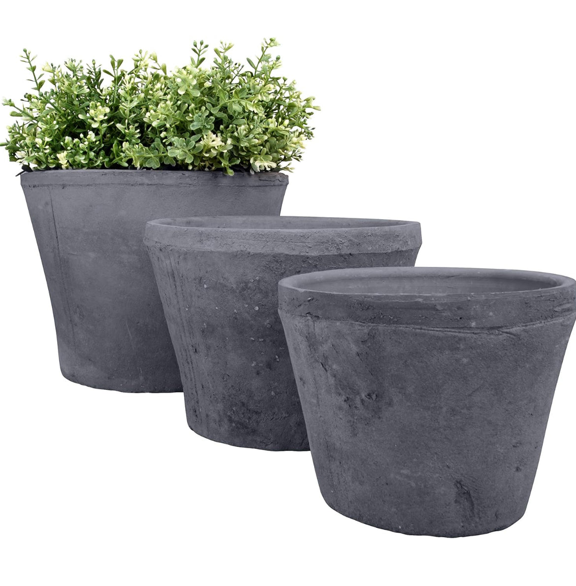 Aged Terracotta With Grey Moss Pots | Set of 3