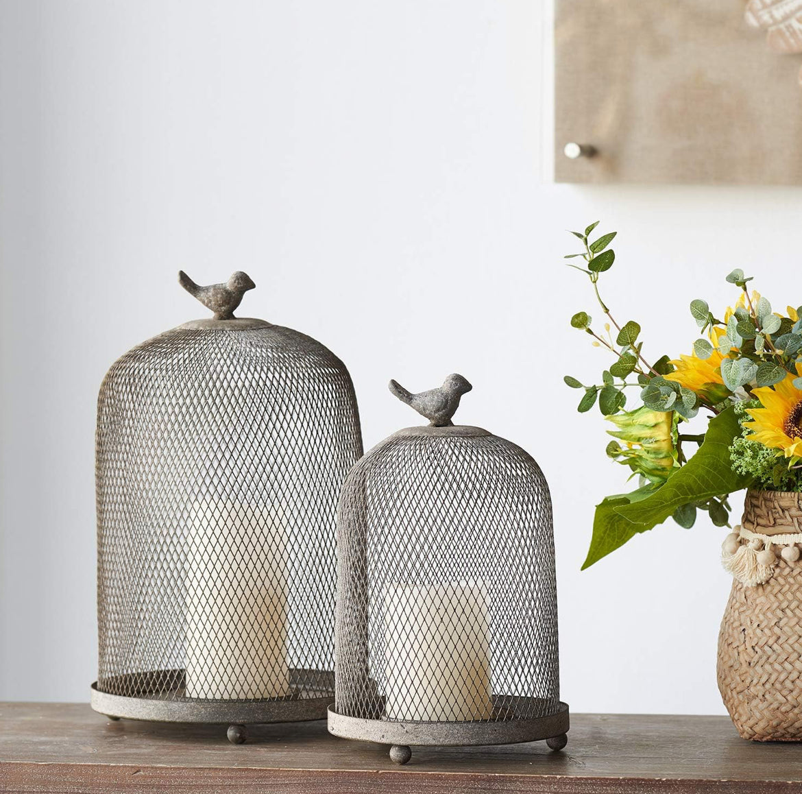 Sparrow Mesh Candle Holder Cage | Set Of 2