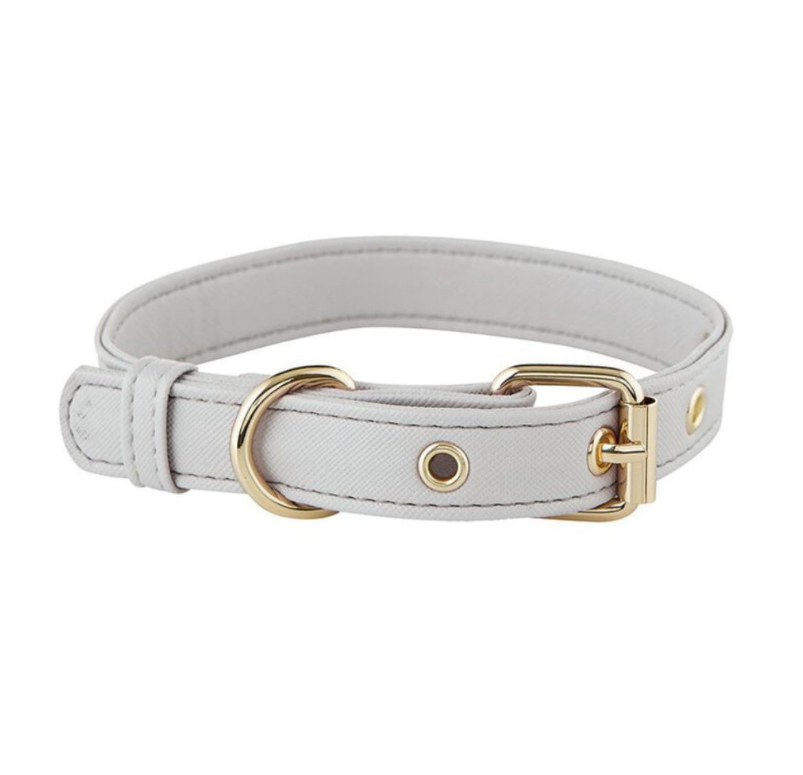 Grey Saffiano Leather Pet Collar