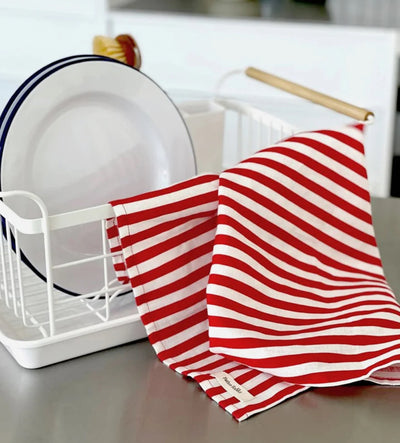 Nautical Red Stripe Tea Towel
