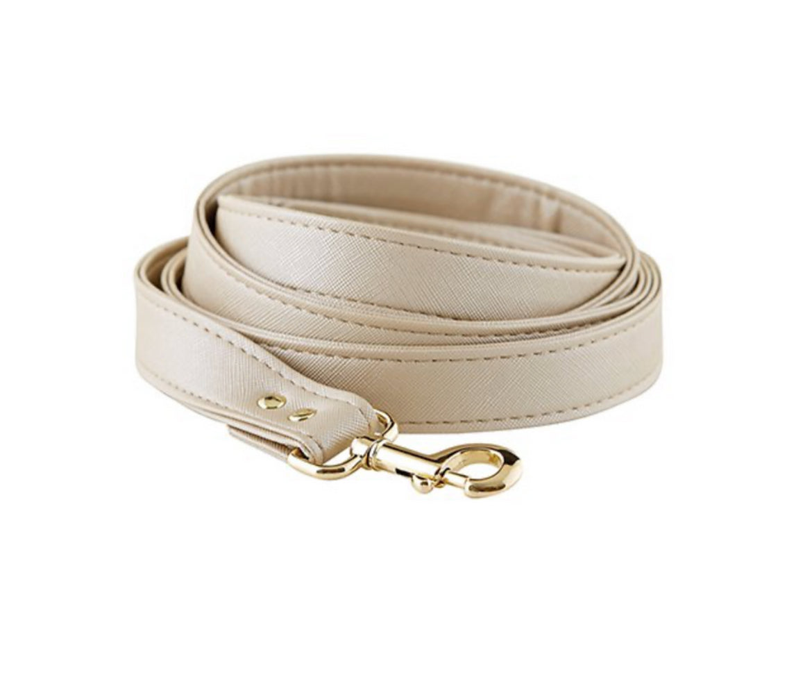 Champagne Saffiano Leather Pet Leash