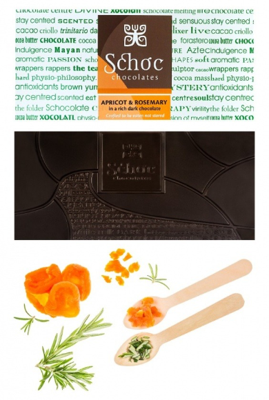 Apricot & Rosemary Dark Chocolate | Schoc Chocolates