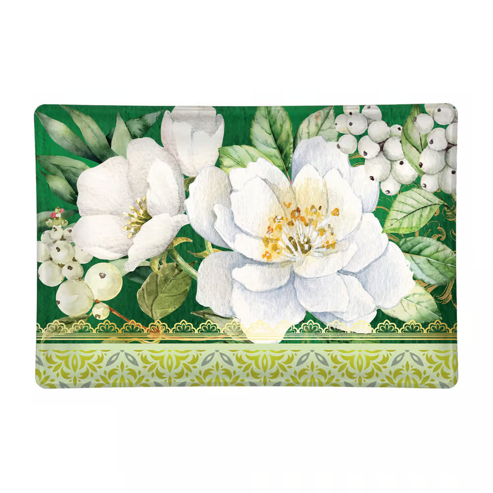 Winter Blooms Rectangular Glass Soap Dish | Michel Design Works