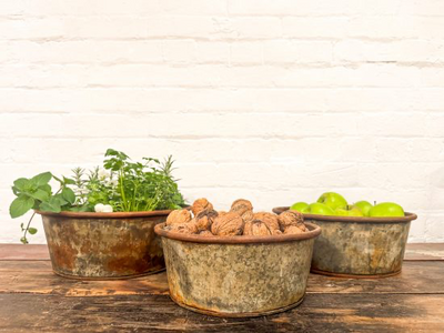 Classic Aged Iron Round Bowls | Set Of 3