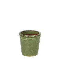 Glazed Flower Pot & Saucer | Green | 9cm