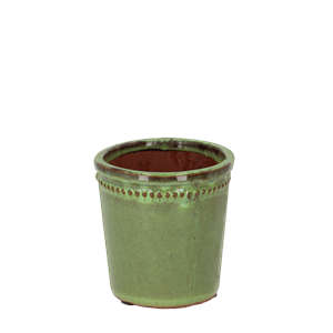 Glazed Flower Pot & Saucer | Green | 12cm