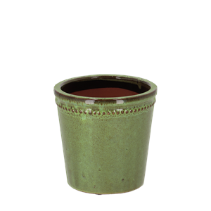 Glazed Flower Pot & Saucer | Green | 15cm