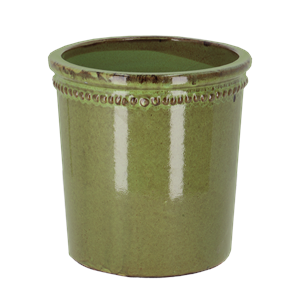Glazed Flower Pot & Saucer | Green | 25cm
