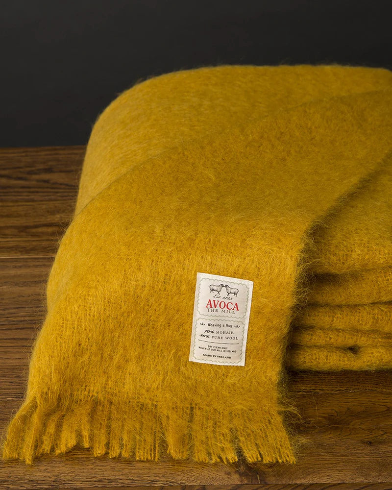 Puriri Lane | Avoca Mohair Throw | Ochre Blanket