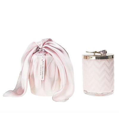 Puriri Lane | Pink Rose Candle with Scarf | Cote Noire