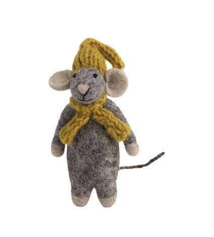 Baby Grey Mouse With Yellow Hat & Scarf | En Gry & Sif