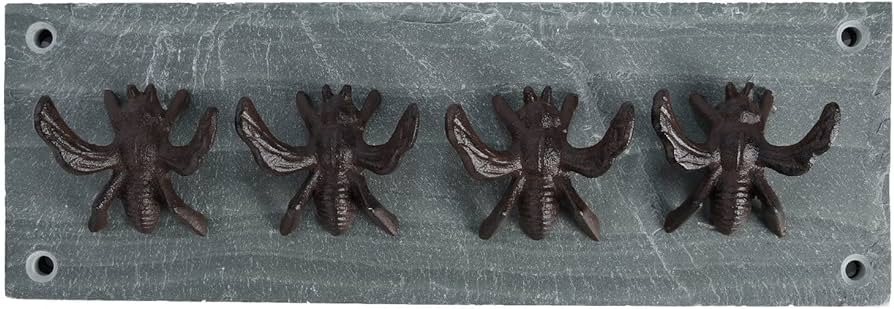 Puriri Lane | Bee Coat Hooks Wall Mounted Plaque | Esschert Design