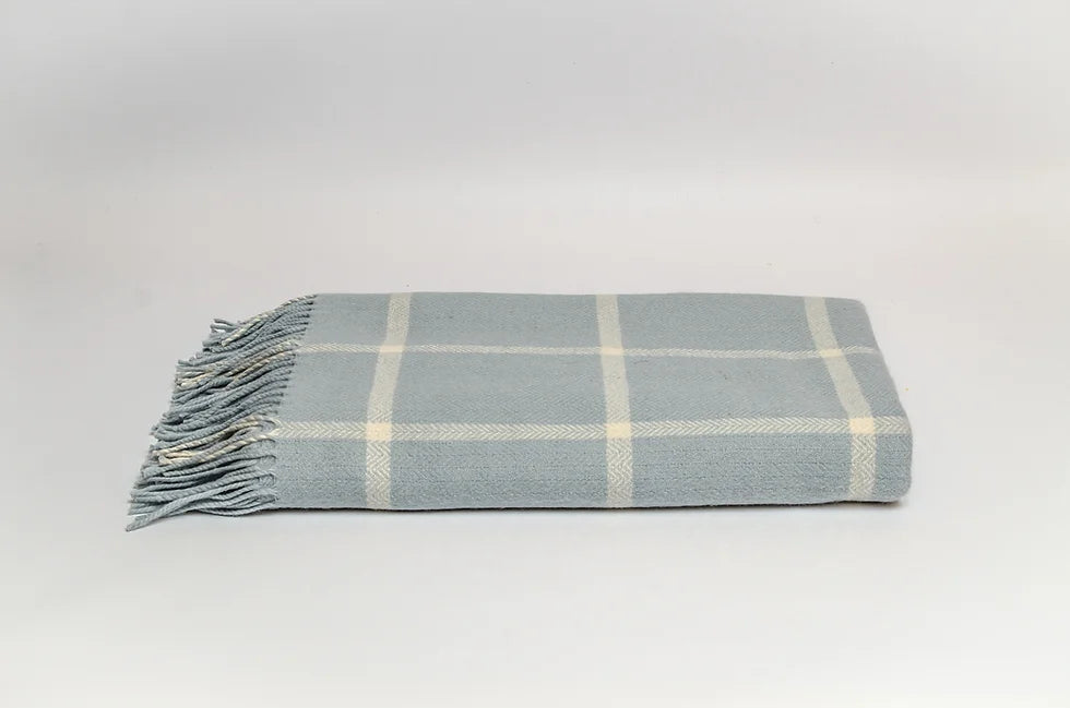 Puriri Lane | Duck Egg Checkered Throw | Foxford