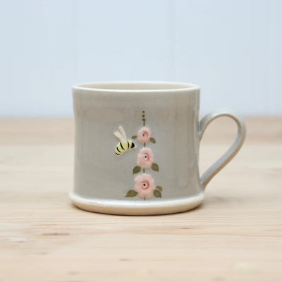 Puriri Lane | Jane Hogben  | Espresso Cup | Blue | Bee and Hollyhock