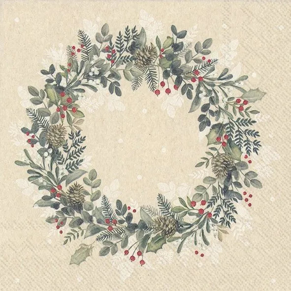 Puriri Lane | Christmas Wreath | Christmas Napkins | 20 Pack