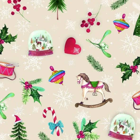 Puriri Lane | Cream Snow Globe | Christmas Napkins | 20 Pack