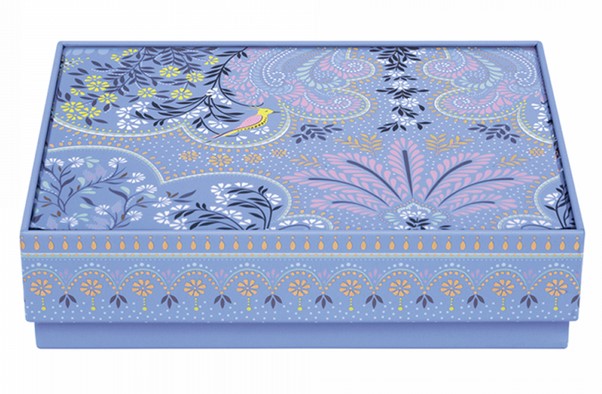 Filigree Blue Medium Rectangle Tin | Sara Miller