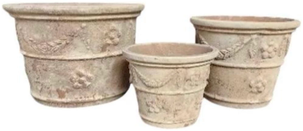 Antique Terracotta Swag Planter Pots | Set Of 4