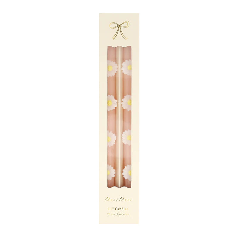 Pink Daisy Taper Candles