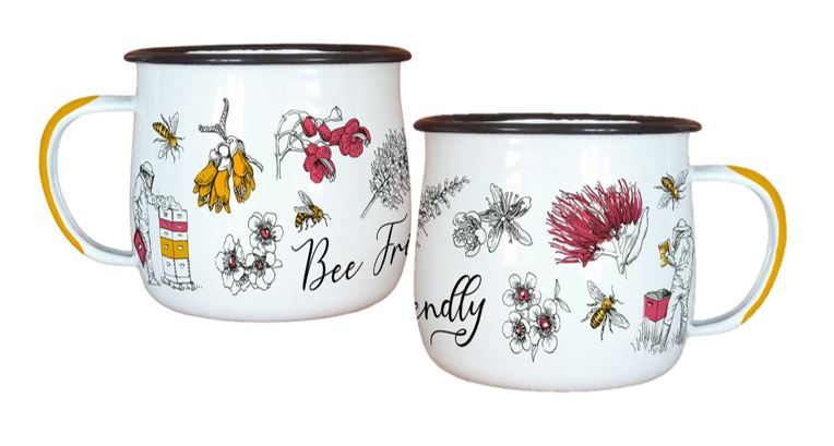 Puriri Lane | Bee Friendly Enamel Mug | White