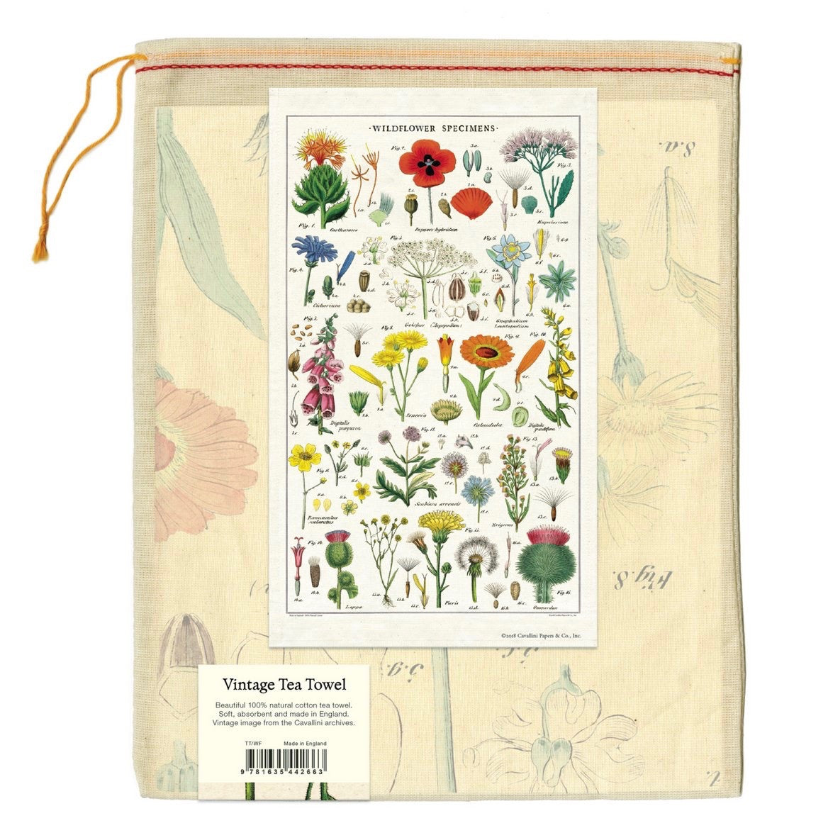Puriri Lane | Tea Towel | Wildflowers | Cavallini & Co.