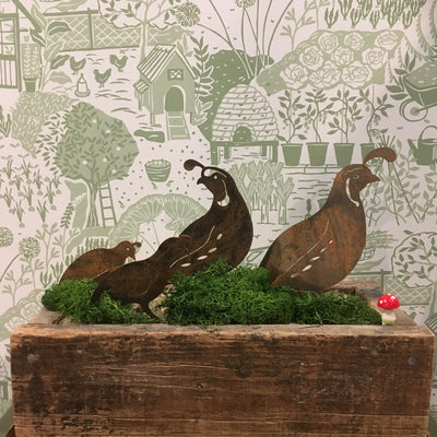 Quail Family | Set of 4 | Stakes