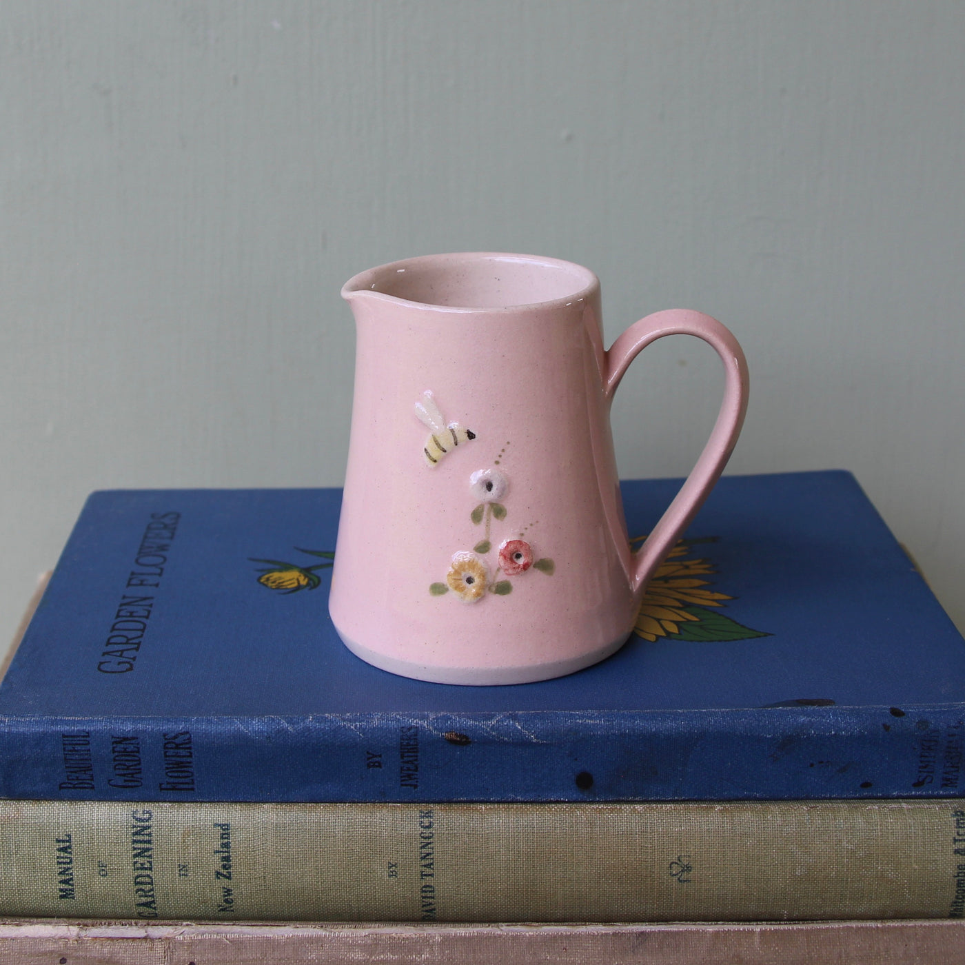 Puriri Lane | Jane Hogben Jug | Small | Pink | Bee & Hollyhock